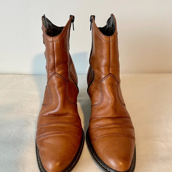 Rieker - Western-style Tan Leather Ankle Boots - Picture 4 of 9